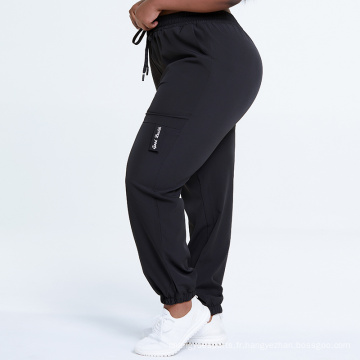 Black Joggers Sweatpants Plus Taille Trawstring Track Pant Loose Fit Fit Casual Overassia Sweatpants pour les femmes